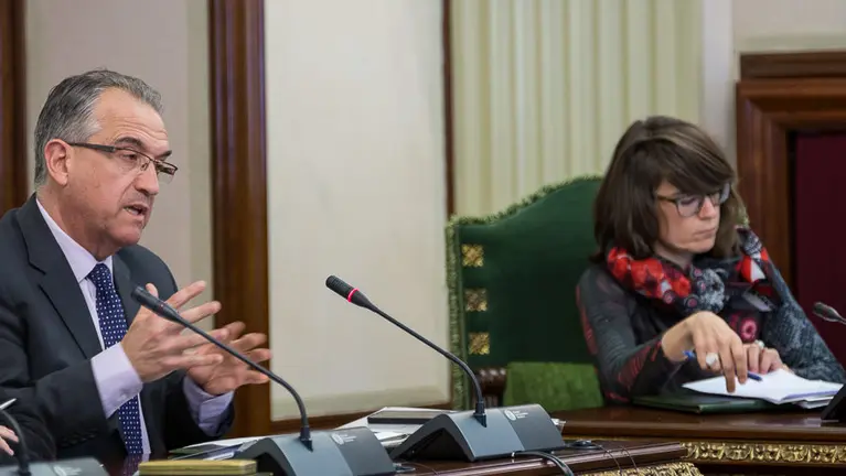 Enrique Maya y Maider Beloki en la reunión de la Comisión de Asuntos Ciudadanos del Ayuntamiento de Pamplona. (4). IÑIGO ALZUGARAY