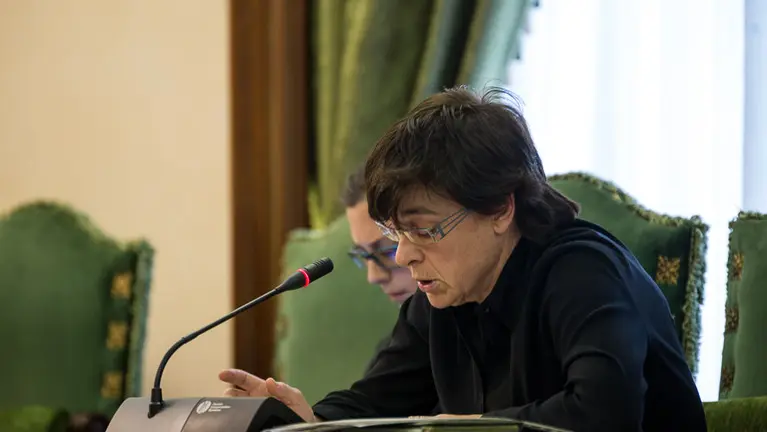 Edurne Eguino en la reunión de la Comisión de Asuntos Ciudadanos del Ayuntamiento de Pamplona. IÑIGO ALZUGARAY.