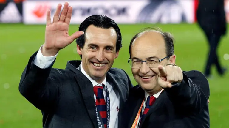 Unai Emery y José Castro. Efe.