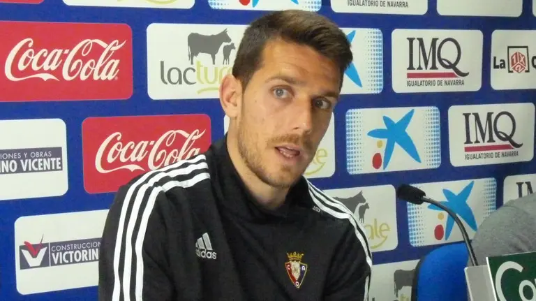 Manuel Sánchez en la sala de prensa de Tajonar.