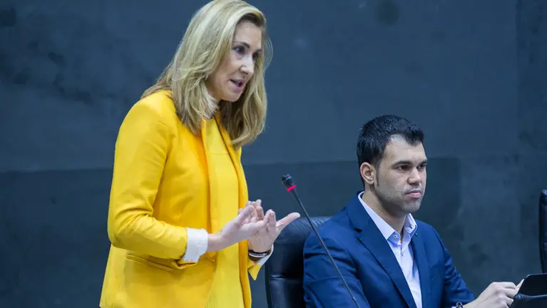 Ana Beltrán y José García (PP) en el pleno del Parlamento de Navarra. (1). IÑIGO ALZUGARAY