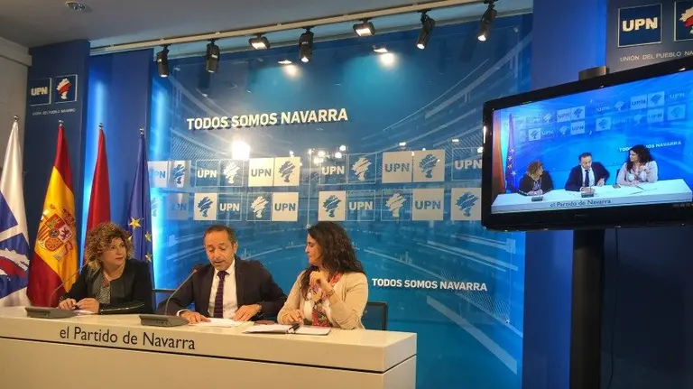 Rueda de prensa ofrecida este miércoles por UPN para denunciar los 23 millones de euros paralizados por el Gobierno foral. 