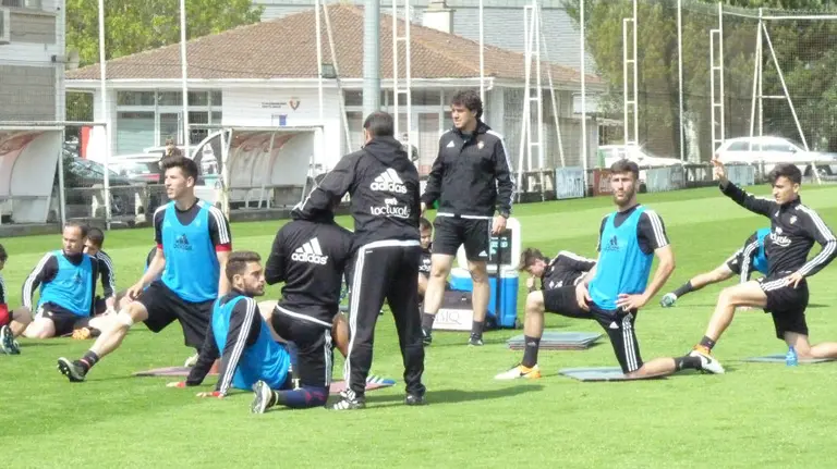 Los jugadores de Osasuna, en Tajonar.