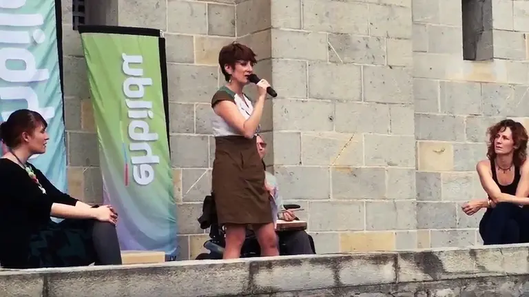 Bakartxo Ruiz durante su intervención en el inicio de campaña de Bildul