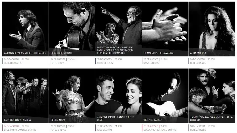 Cartel de actuaciones del festival Flamenco On Fire 2016.