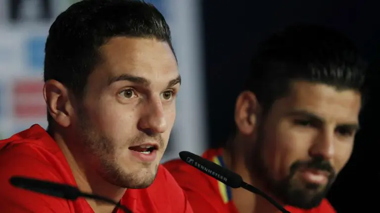 Koke y Nolito en rueda de prensa. Efe.
