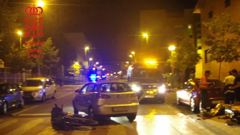 Accidente en Huarte en el que ha resultado herido grave un motorista.