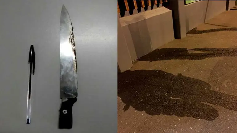 Cuchillo con el que amenazó al hombre que le increpó por mear en la calle.
