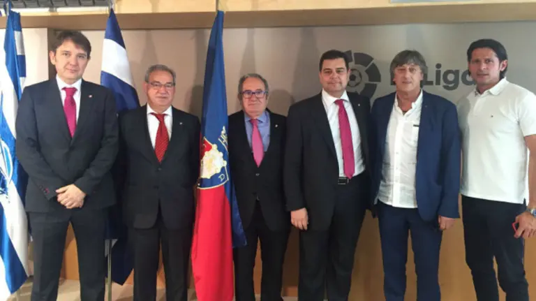 Directivos y técnicos de Osasuna en Madrid. Foto CA Osasuna.
