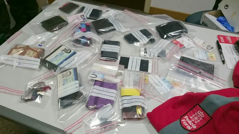 Objetos recuperados por la Policía Foral. cedida.