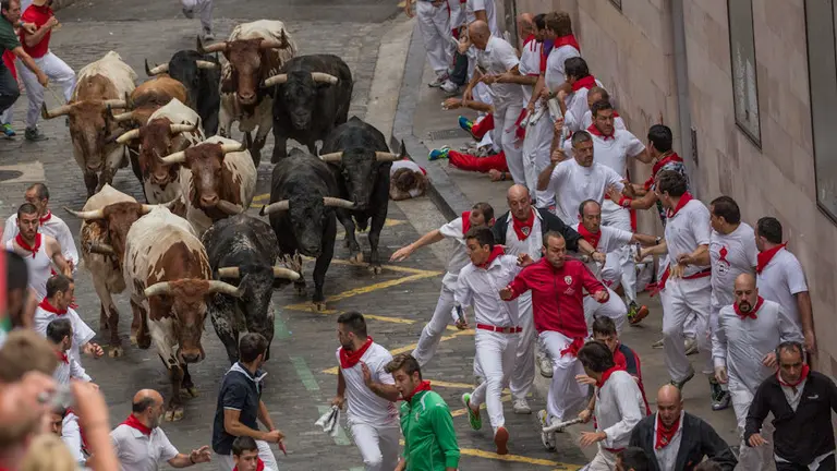 Sexto encierro con toros de Victoriano del Río en Santo Domingo. MAITE. H. MATEO (8)