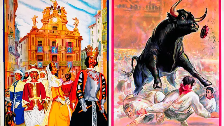 basiano-pintó-dos-de-los-carteles-anunciadores-de-las-fiestas-de-san-fermín