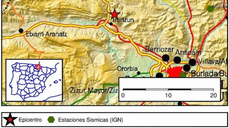 Mapa localizador del terremoto. MINISTERIO DE FOMENTO