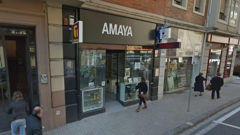 Administración de lotería de la calle Amaya de Pamplona que ha repartido 300 mil euros en el sorteo de este sábado