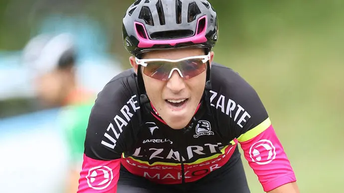 Jaime Castrillo, del equipo navarro Lizarte, se ha alzado con la victoria en la subida a Altzo. Fuente: Lizarte