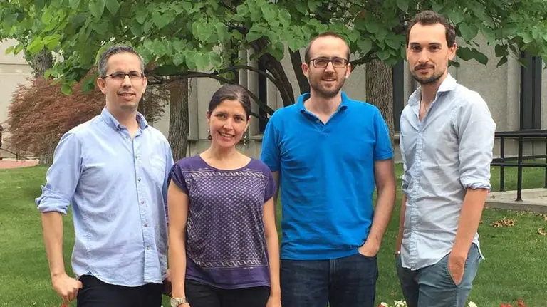 Los doctores Juan Mena-Segovia, Icnelia Huerta-Ocampo, Miguel Valencia y Daniel Dautan, investigadores que participan en el trabajo. CIMA