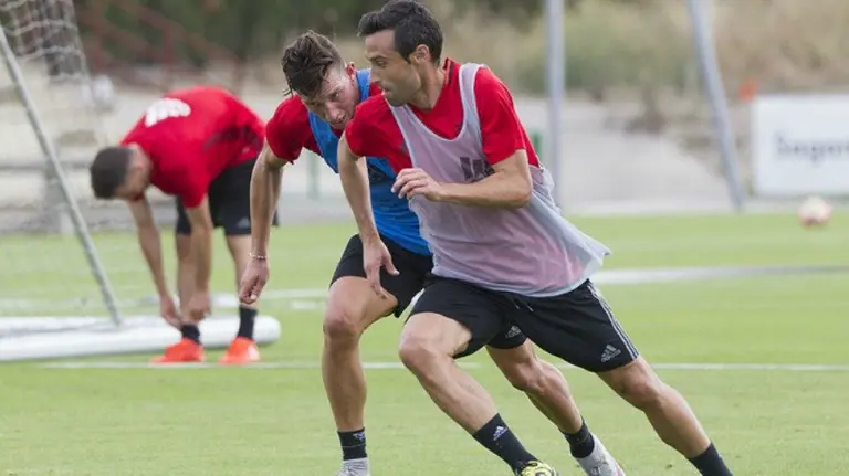 Javier Flaño, esta mañana de martes, entrenando. OSASUNA