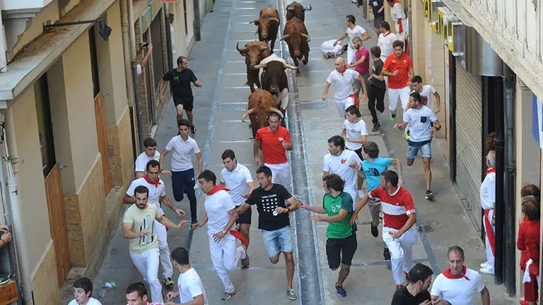 Último encierro con novillos en Estella. MIGUEL OSÉS(2)