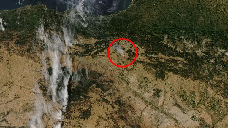 Incendio de tafalla visto desde el espacio