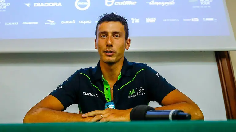 Adriano Malori en rueda de prensa. Foto Movistar team.