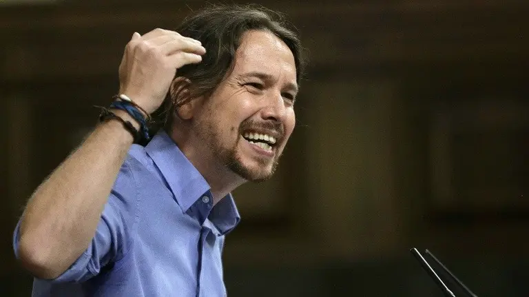 Pablo Iglesias durante el debate de investidura de Mariano Rajoy. EFE