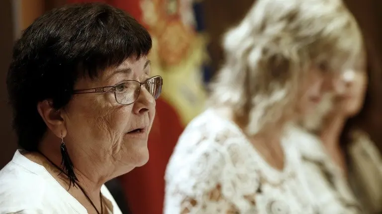 Beaumont y Ana Ollo durante la rueda de prensa celebrada este miércoles en el Gobierno foral. EFE Diges