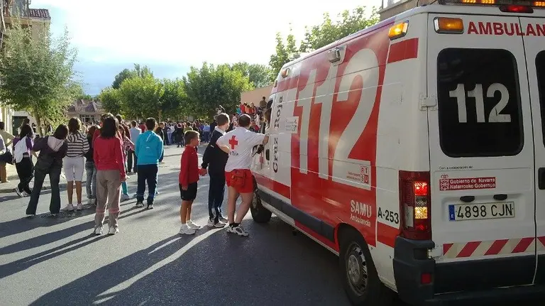 Dispositivo desplegado por Cruz Roja durante los festejos del Toro con Soga de Lodosa.