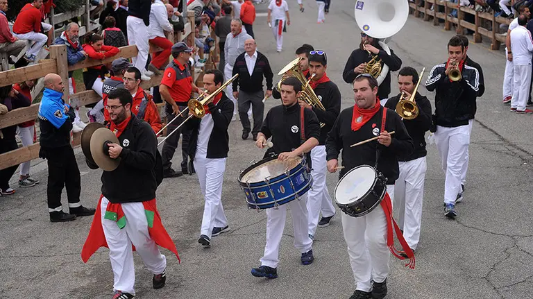 La toros de la ganaderia castellana de Antonio San Roman protagonizan el penultimo encierro de Sangüesa. MIGUEL OSÉS (3)