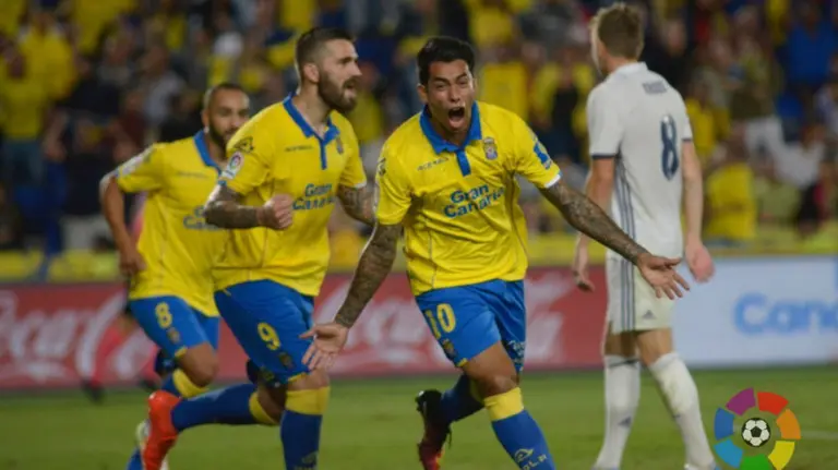La UD Las Palmas consiguió un empate ante el Real Madrid en la última jornada de liga. Lfp.