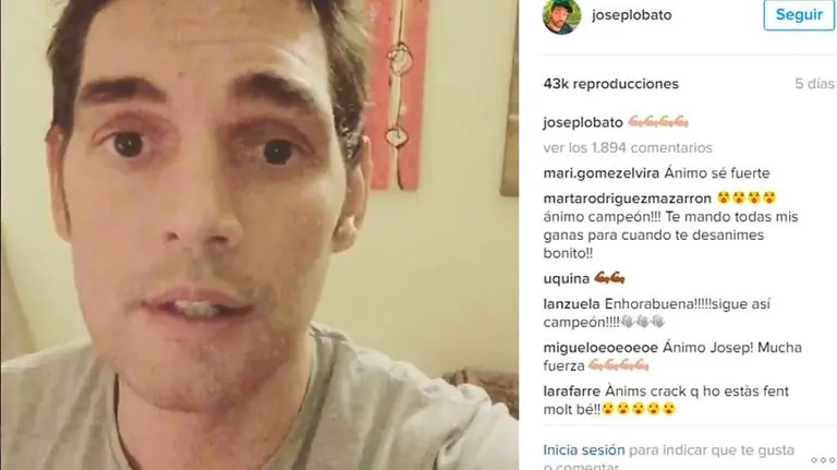 Josep Lobató muestra en un vídeo sus progresos para recuperar el habla. INSTAGRAM