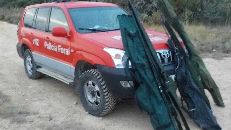 Las cañas decomisadas por la Policía Foral en Cintruénigo. PFORAL