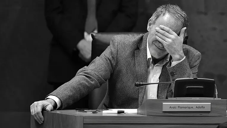 Adolfo Araiz, portavoz de EH Bildu en el Parlamento de Navarra. PABLO LASAOSA