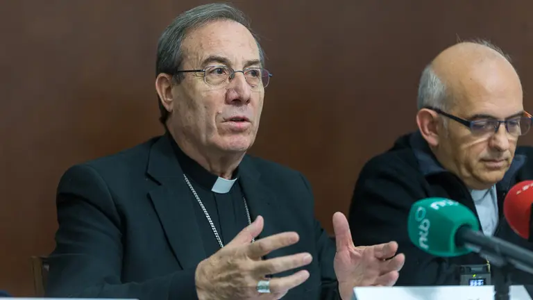 El arzobispo de Pamplona y Tudela, Francisco Pérez, acompañado de delegados y misioneros, presenta el Domingo Mundial de las Misiones (DOMUND) en el arzobispado (25). IÑIGO ALZUGARAY
