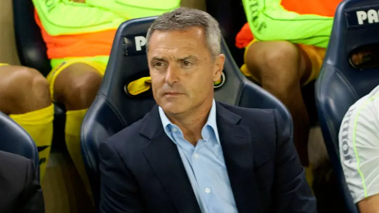 Fran Escribá en el banquillo del Villarreal. Lfp.