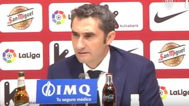 Ernesto Valverde en rueda de prensa.