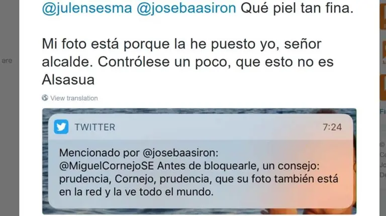 Imagen del tweet de Asirón.