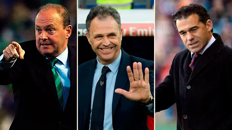 (De izquierda a derecha) Pepe Mel, Joaquín Caparrós y Luis García Plaza, en las quinielas para entrenar a Osasuna tras la destitución de Enrique Martín Monreal. EFE.