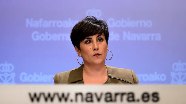 María Solana, portavoz del Gobierno de Navarra, en rueda de prensa. PABLO LASAOSA 04
