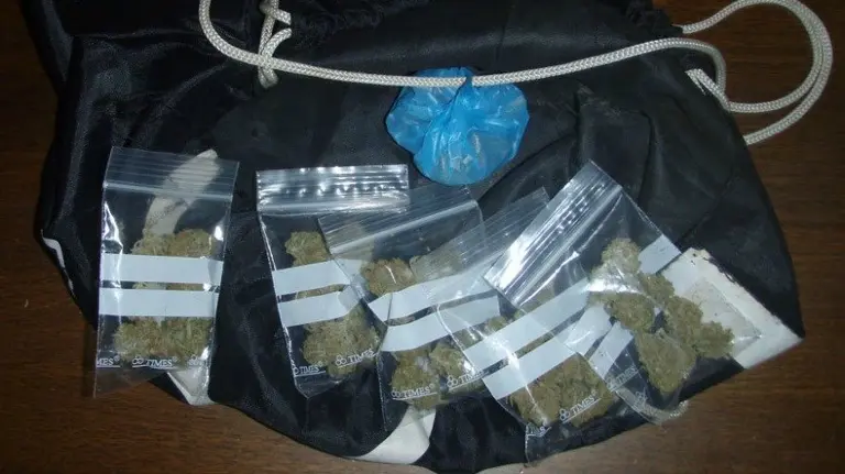 Marihuana incautada a los dos jóvenes que traficaban en Barañáin.