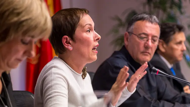 Comparecencia de la presidenta del Gobierno de Navarra, Uxue Barkos, para abordar la agresión sufrida por dos agentes de la Guardia Civil en Alsasua (46). IÑIGO ALZUGARAY