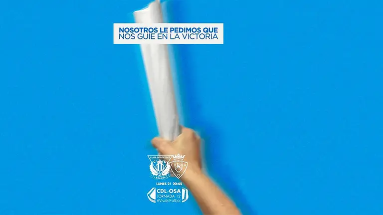Cartel del Leganés para recibir a Osasuna.