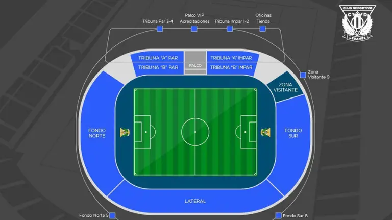 Gradas y localidades del estadio de Butarque.