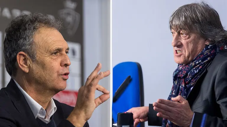 Joaquín Caparrós y Enrique Martín Monreal, entrenador y ex entrenador de Osasuna IÑIGO ALZUGARAY