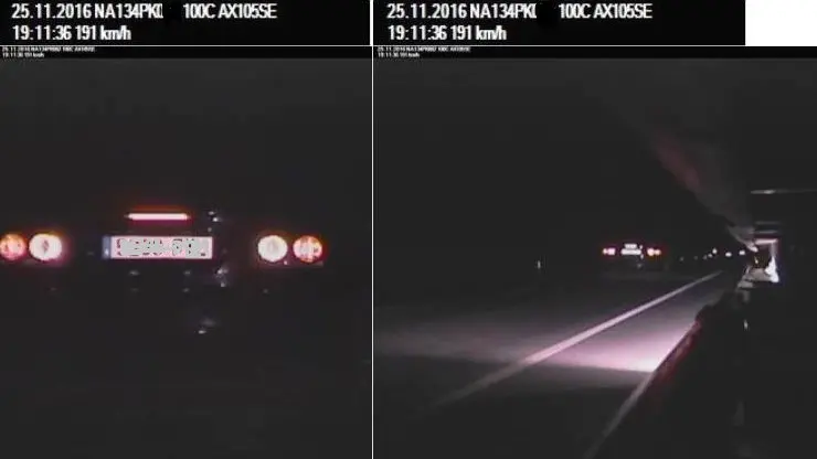 Imagen de uu vehículo detectado por un radar a casi 200 kilómetros por hora en Mendavia PF