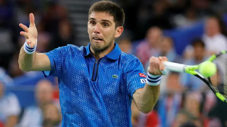 Federico Delbonis ante Croacia. Efe.