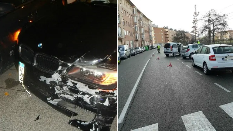 Detenidos un joven de 22 años y una chica de 24 por cuadruplicar la tasa de alcoholemia permitida y estamparse contra coches aparcados. PMUNICIPAL
