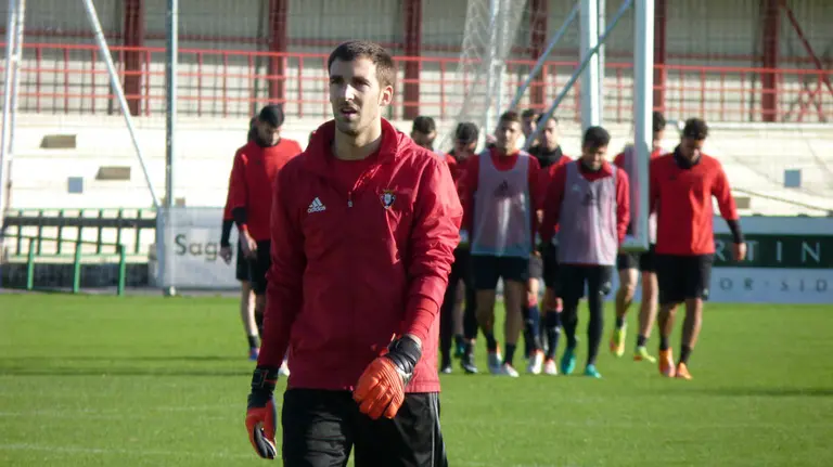 El portero Mario Fernández en Tajonar.