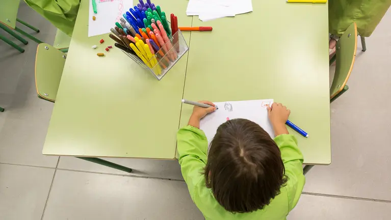 Un alumno en una clase de un colegio pamplonés. IÑIGO ALZUGARAY