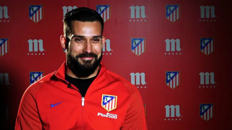 Miguel Ángel Moyá en un acto comercial. At. Madrid.