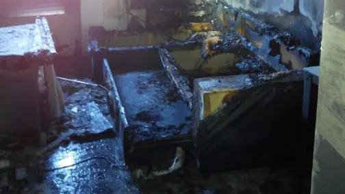 Imagen de una de las habitaciones del incendio que se ha incendiado en la calle Diego Salva Lezaun, en Ripagaina 1 CEDIDA